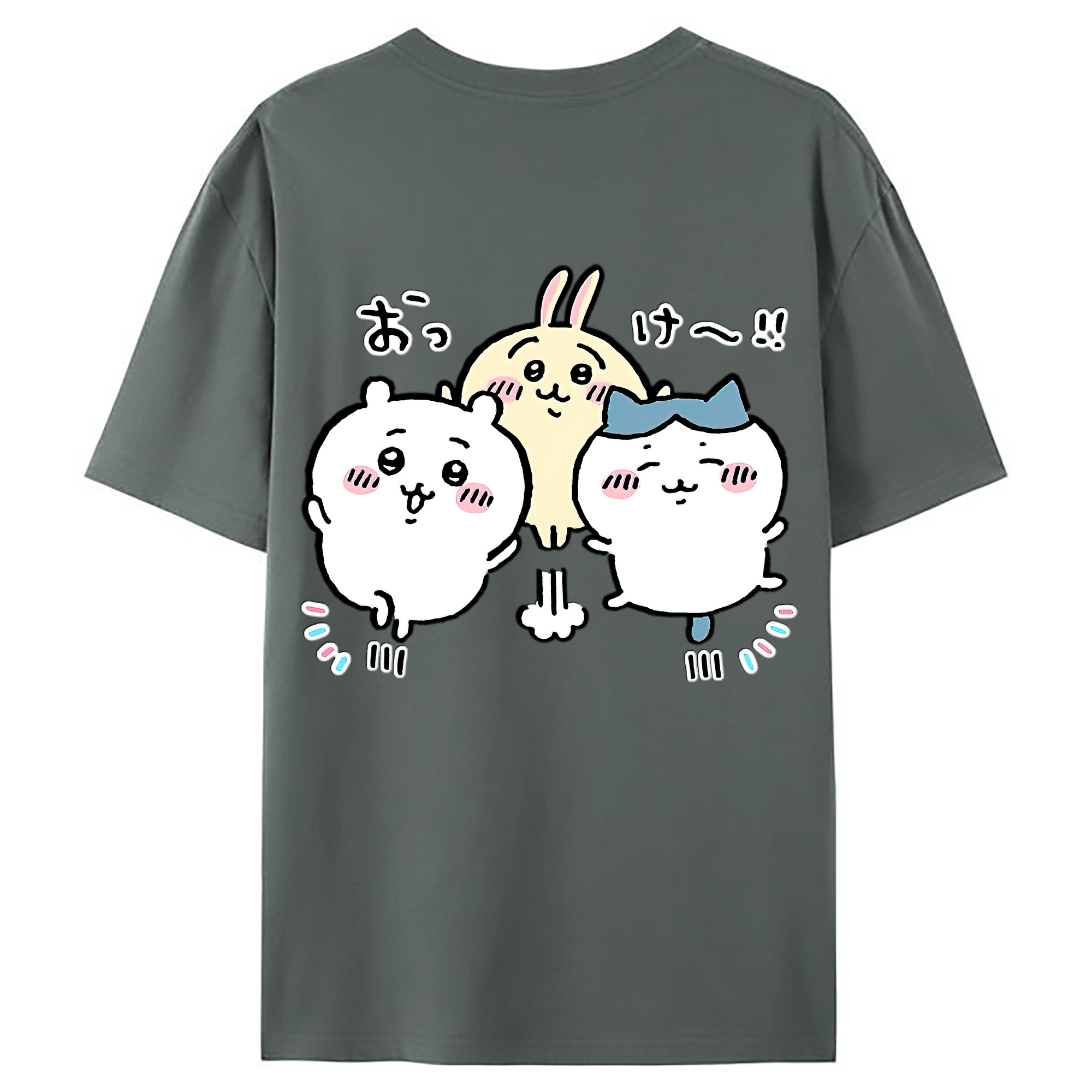 （画像用） ちいかわ ちいかわ Chii-kawa chiikawa 綿100％ メンズ半袖Tシャツ（バックプリント） 通気性